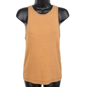 Zara Ribbed Camel Tank Top Sleeveless Fitted Stretch Basic Brown Medium